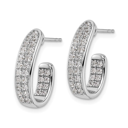 14k White Gold 1 Ct. Lab Grown Diamond VS/SI+ G+ In and Out J-Hoop Hoop Earrings