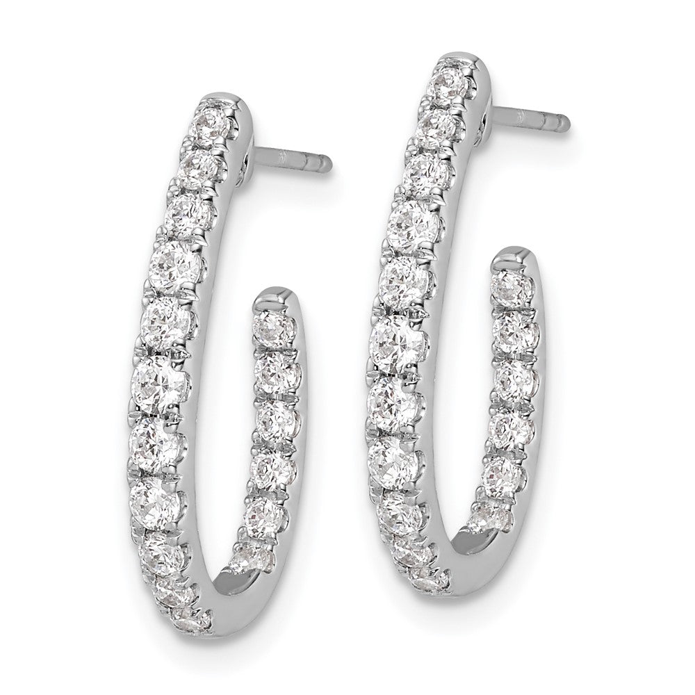14k White Gold 1 Ct. Lab Grown Diamond VS/SI+ G+ In and Out J-Hoop Hoop Earrings