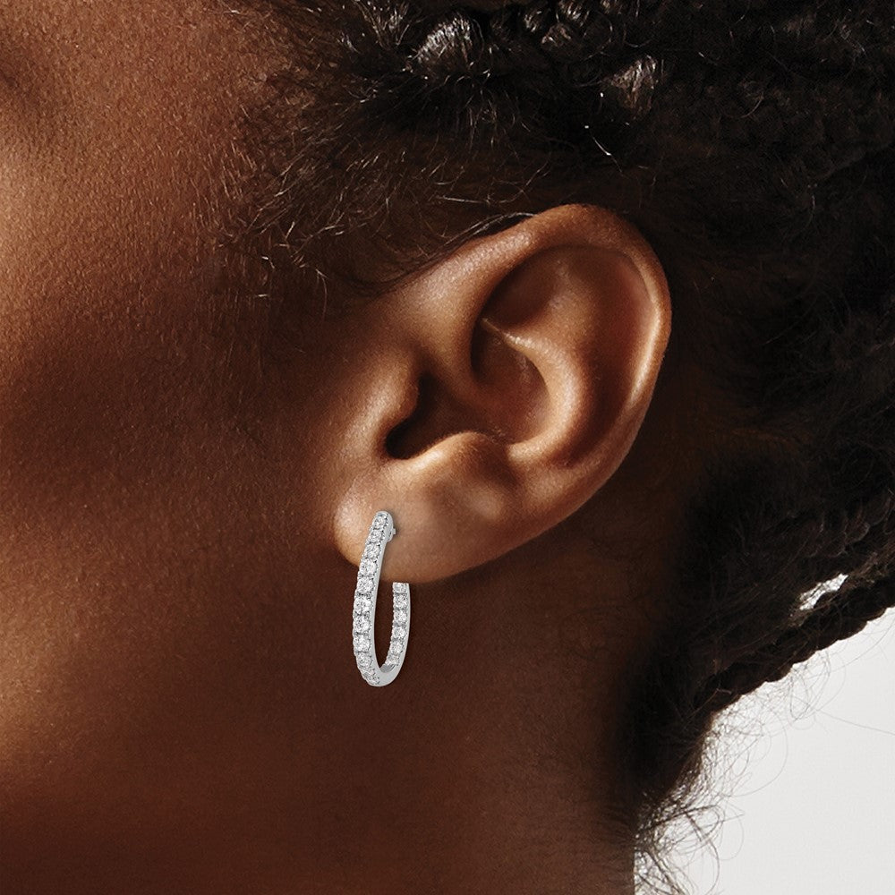 14k White Gold 1 Ct. Lab Grown Diamond VS/SI+ G+ In and Out J-Hoop Hoop Earrings