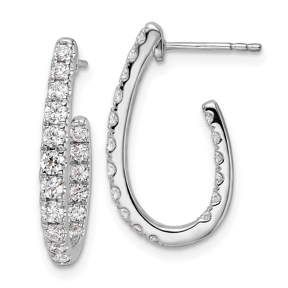 14k White Gold 1 Ct. Lab Grown Diamond VS/SI+ G+ In and Out J-Hoop Hoop Earrings