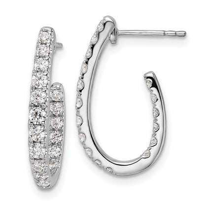 14k White Gold 1 Ct. Lab Grown Diamond VS/SI+ G+ In and Out J-Hoop Hoop Earrings