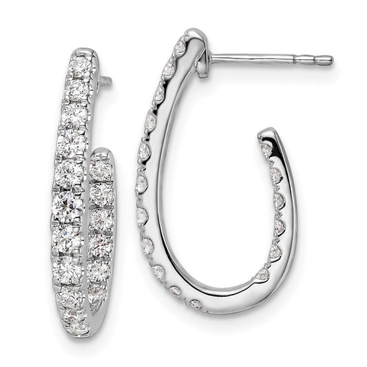 14k White Gold 1 Ct. Lab Grown Diamond VS/SI+ G+ In and Out J-Hoop Hoop Earrings