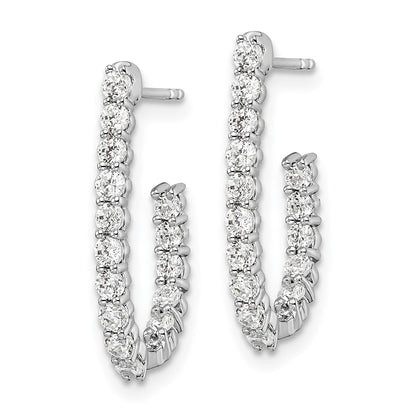 14k White Gold 1 Ct. Lab Grown Diamond VS/SI+ G+ In and Out J-Hoop Hoop Earrings