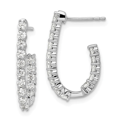 14k White Gold 1 Ct. Lab Grown Diamond VS/SI+ G+ In and Out J-Hoop Hoop Earrings