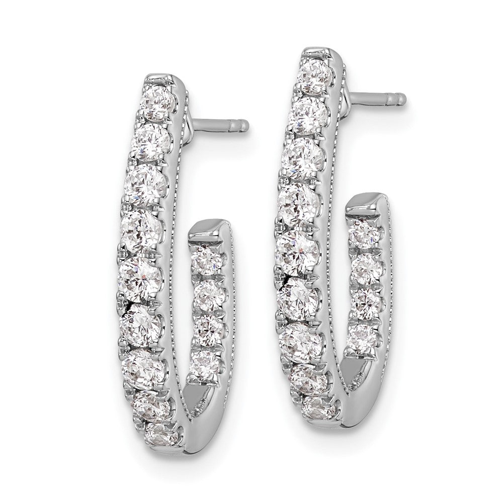 14k White Gold 1 Ct. Lab Grown Diamond VS/SI+ G+ In and Out J-Hoop Hoop Earrings