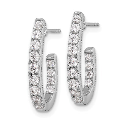 14k White Gold 1 Ct. Lab Grown Diamond VS/SI+ G+ In and Out J-Hoop Hoop Earrings