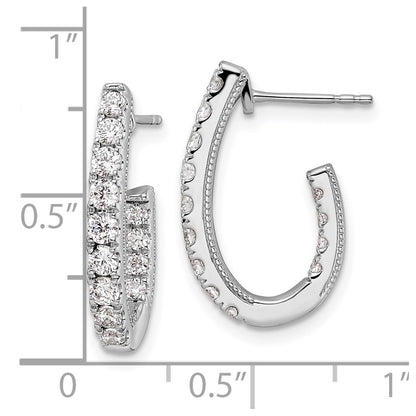 14k White Gold 1 Ct. Lab Grown Diamond VS/SI+ G+ In and Out J-Hoop Hoop Earrings