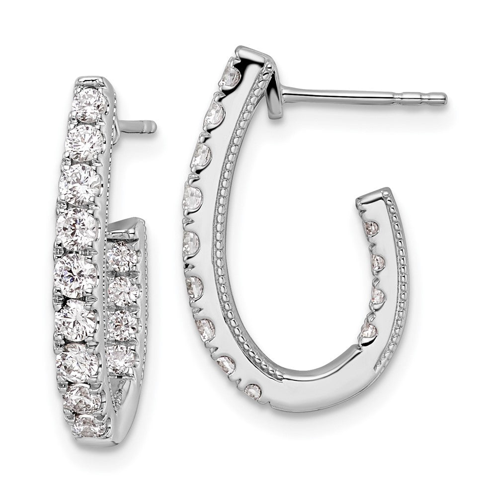 14k White Gold 1 Ct. Lab Grown Diamond VS/SI+ G+ In and Out J-Hoop Hoop Earrings