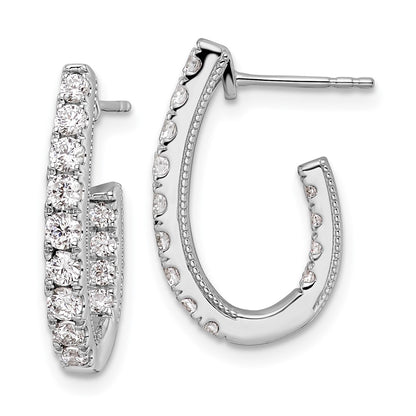 14k White Gold 1 Ct. Lab Grown Diamond VS/SI+ G+ In and Out J-Hoop Hoop Earrings