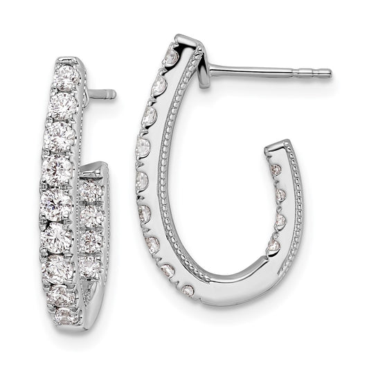 14k White Gold 1 Ct. Lab Grown Diamond VS/SI+ G+ In and Out J-Hoop Hoop Earrings