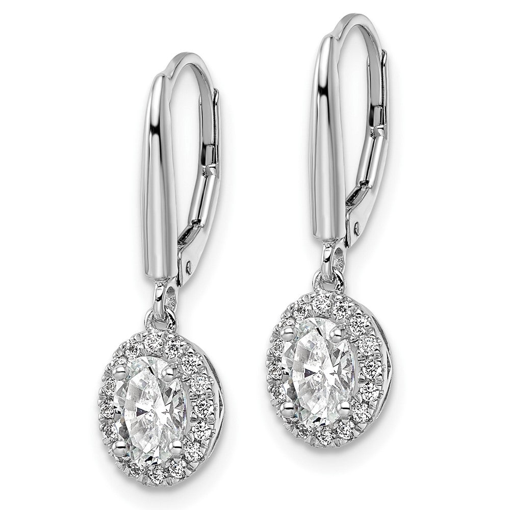14k White Gold 1 1/5 Ct. Lab Grown Diamond VS/SI+ G+ Oval Drop Leverback Earrings