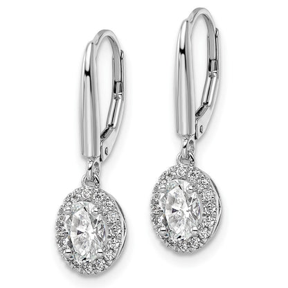 14k White Gold 1 1/5 Ct. Lab Grown Diamond VS/SI+ G+ Oval Drop Leverback Earrings