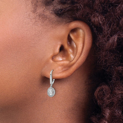 14k White Gold 1 1/5 Ct. Lab Grown Diamond VS/SI+ G+ Oval Drop Leverback Earrings