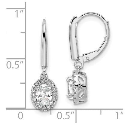14k White Gold 1 1/5 Ct. Lab Grown Diamond VS/SI+ G+ Oval Drop Leverback Earrings