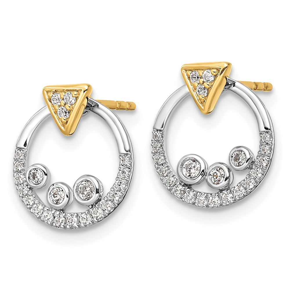 14k Two-tone Two Tone 1/4 Ct. Lab Grown Diamond VS/SI+ G+ Triangle Post Earrings with Circle Dangle Earring Jacket