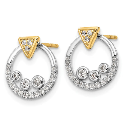 14k Two-tone Two Tone 1/4 Ct. Lab Grown Diamond VS/SI+ G+ Triangle Post Earrings with Circle Dangle Earring Jacket