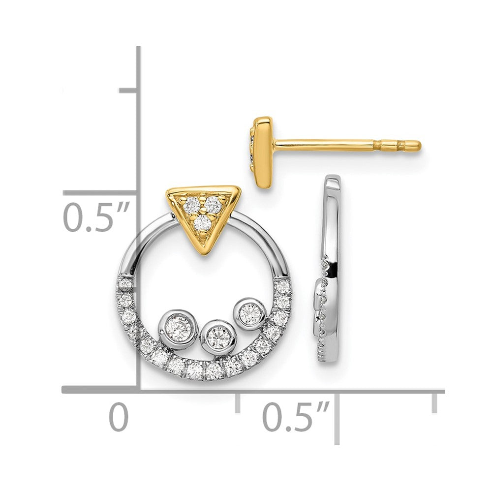 14k Two-tone Two Tone 1/4 Ct. Lab Grown Diamond VS/SI+ G+ Triangle Post Earrings with Circle Dangle Earring Jacket