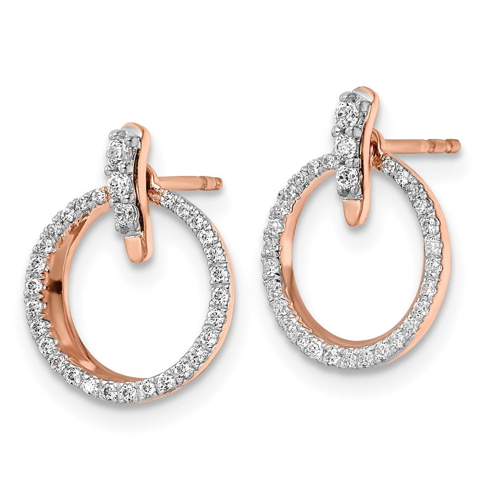 14K Rose Gold Lab Grown VS/SI+ G+ Diamond Circle Jacket and Post Earrings