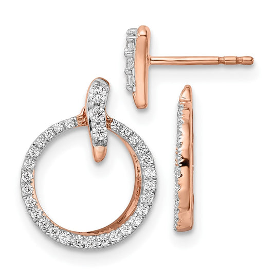 14K Rose Gold Lab Grown VS/SI+ G+ Diamond Circle Jacket and Post Earrings