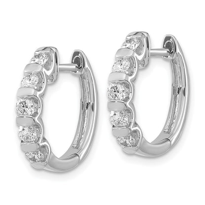 14k White Gold 1 1/3 Ct. Lab Grown Diamond VS/SI+ G+ Bar Set Hinged Hoop Earrings
