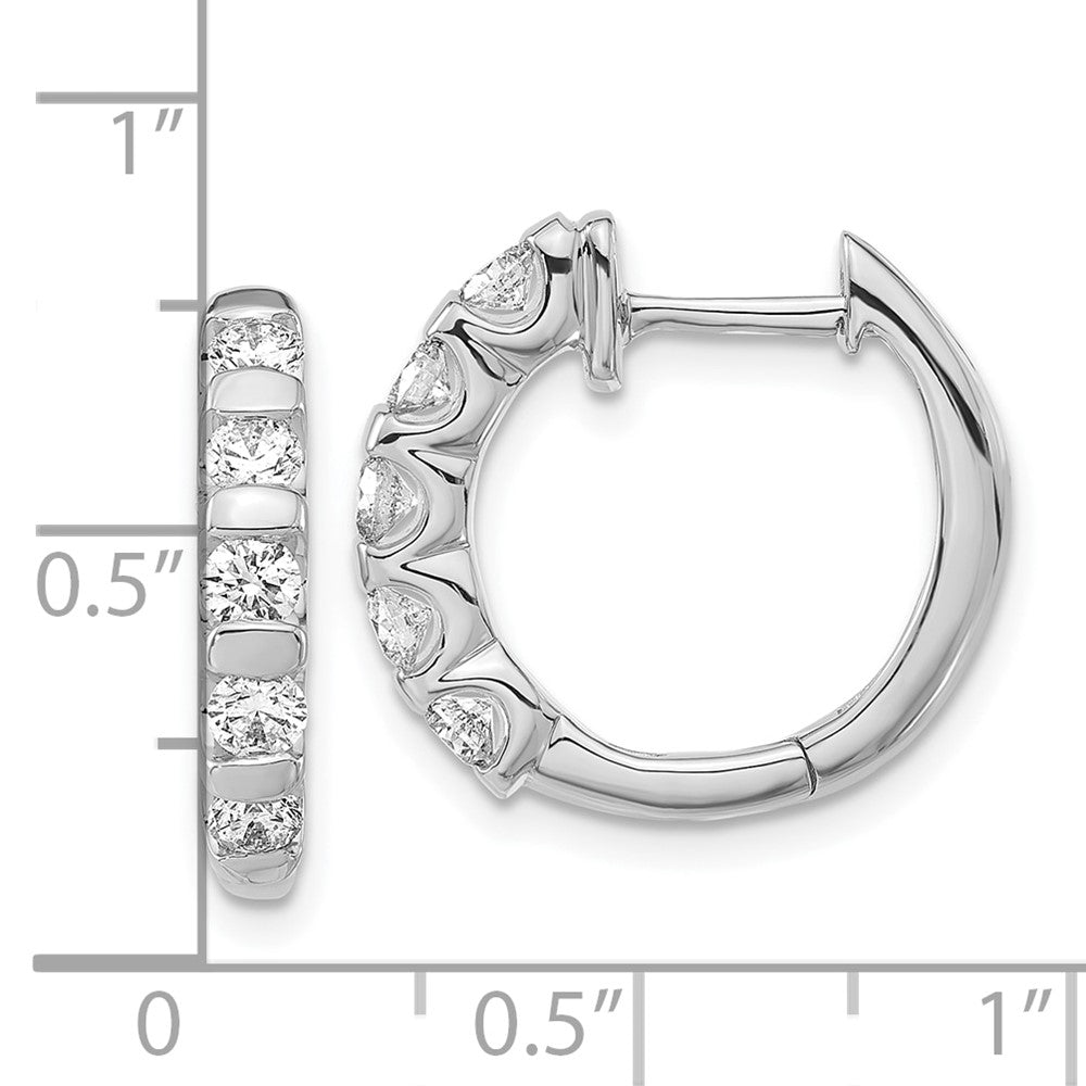 14k White Gold 1 1/3 Ct. Lab Grown Diamond VS/SI+ G+ Bar Set Hinged Hoop Earrings