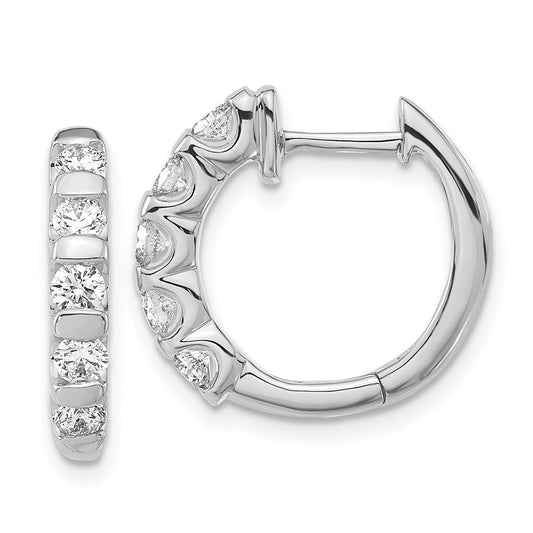14k White Gold 1 1/3 Ct. Lab Grown Diamond VS/SI+ G+ Bar Set Hinged Hoop Earrings