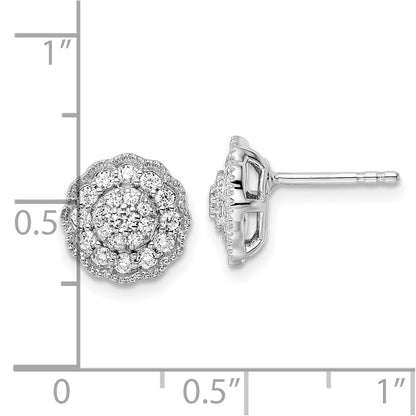 14k White Gold 1/2 Ct. Lab Grown Diamond VS/SI+ G+ Halo Post Earrings
