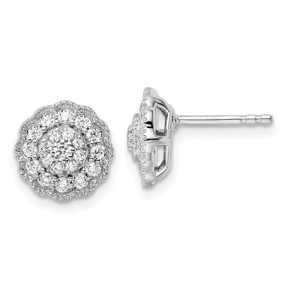 14k White Gold 1/2 Ct. Lab Grown Diamond VS/SI+ G+ Halo Post Earrings