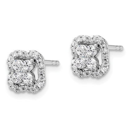 14k White Gold 1/2 Ct. Lab Grown Diamond VS/SI+ G+ Square Halo Post Earrings