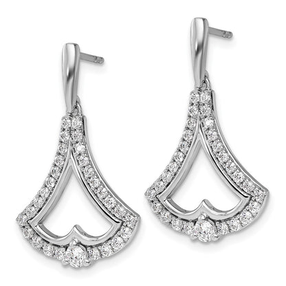 14k White Gold 1 Ct. Lab Grown Diamond VS/SI+ G+ Post Dangle Earrings