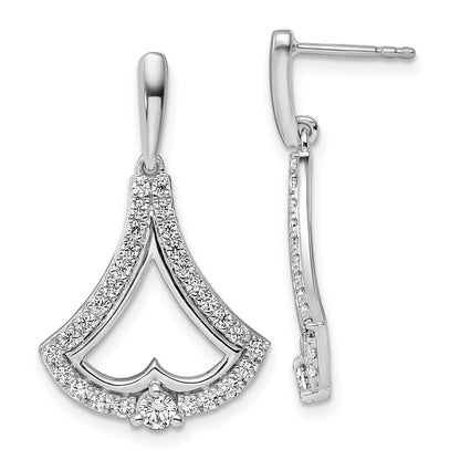 14k White Gold 1 Ct. Lab Grown Diamond VS/SI+ G+ Post Dangle Earrings