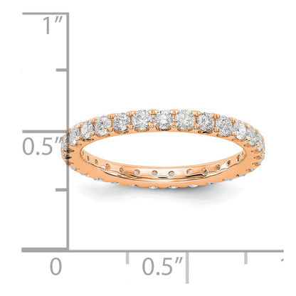 14k Rose Gold 1 Ct. Lab Grown Diamond VS/SI+ G+ Shared Prong Eternity Band Ring