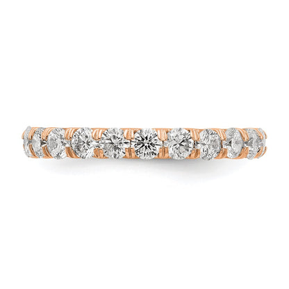 14k Rose Gold 2 Ct. Lab Grown Diamond VS/SI+ G+ Shared Prong Eternity Band Ring