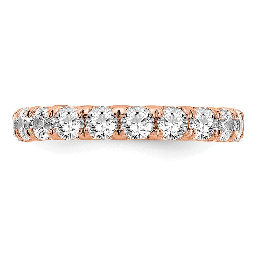 14k Rose Gold 3 Ct. Lab Grown Diamond VS/SI+ G+ Shared Prong Eternity Band Ring