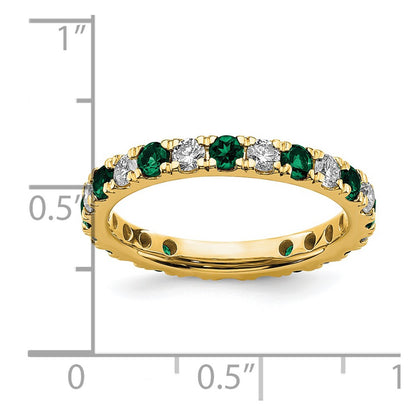 14k Yellow Gold 3/8 Ct. Lab Grown Diamond VS/SI+ G+ and Lab Created Emerald Eternity Band Ring