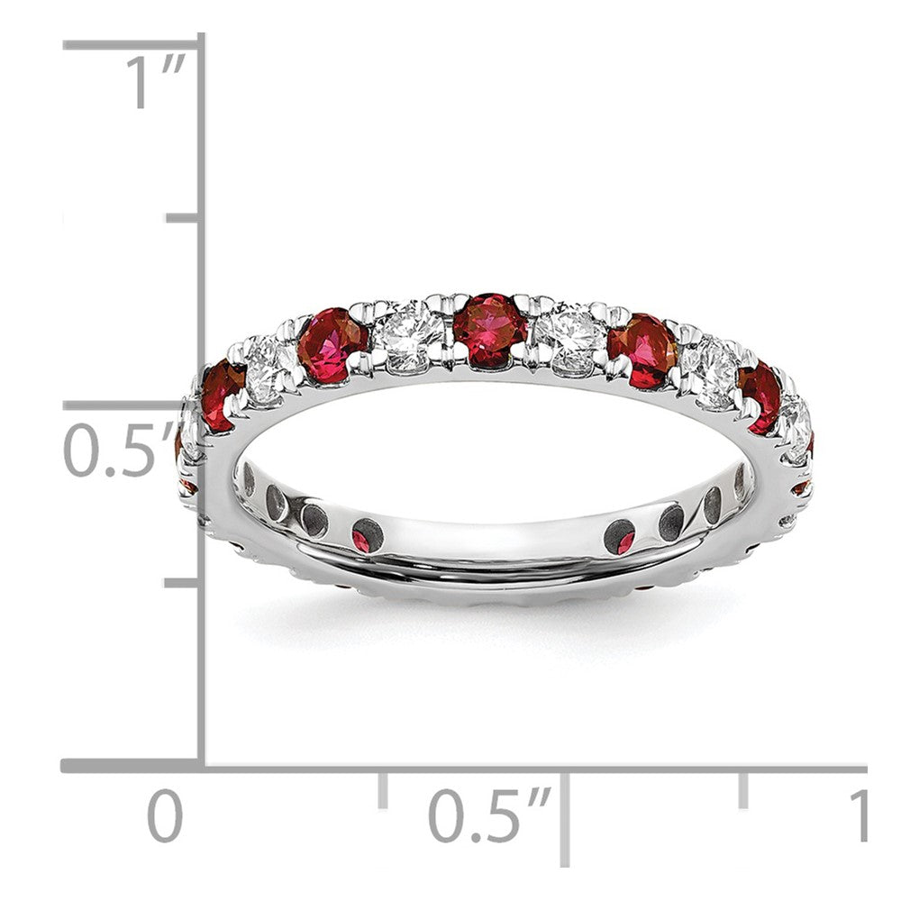 14k White Gold 3/4 Ct. Lab Grown Diamond VS/SI+ G+ and Lab Created Ruby Eternity Band Ring