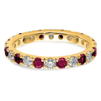 14k Yellow Gold 3/8 Ct. Lab Grown Diamond VS/SI+ G+ and Lab Created Ruby Eternity Band Ring