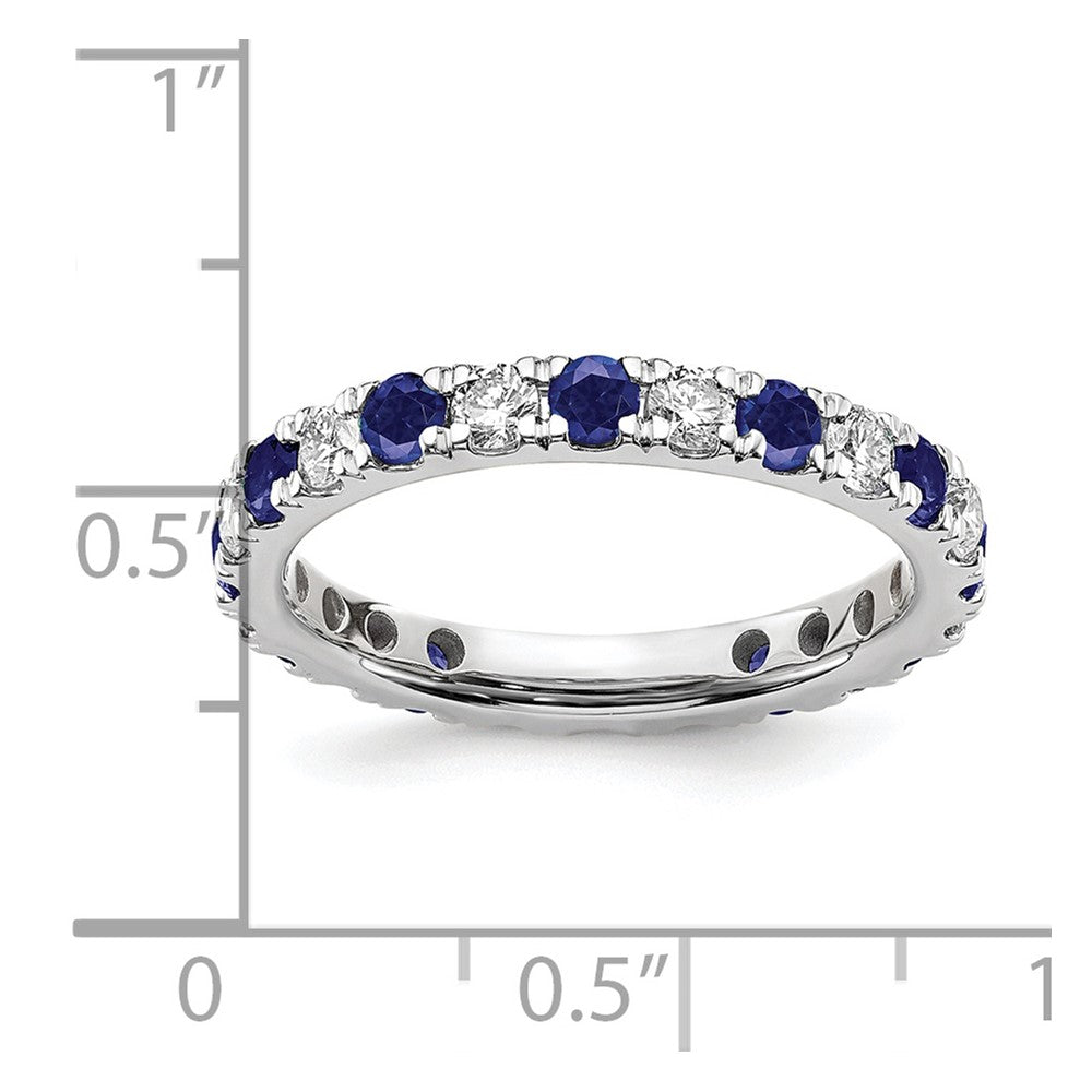 14k White Gold 3/4 Ct. Lab Grown Diamond VS/SI+ G+ and Lab Created Blue Sapphire Eternity Band Ring