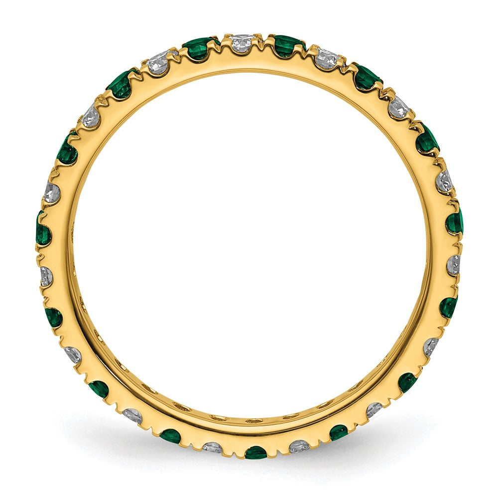 14k Yellow Gold 3/8 Ct. Lab Grown Diamond VS/SI+ G+ and Lab Created Emerald Eternity Band Ring