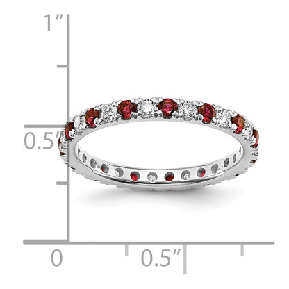 14k White Gold 1/2 Ct. Lab Grown Diamond VS/SI+ G+ and Lab Created Ruby Eternity Band Ring