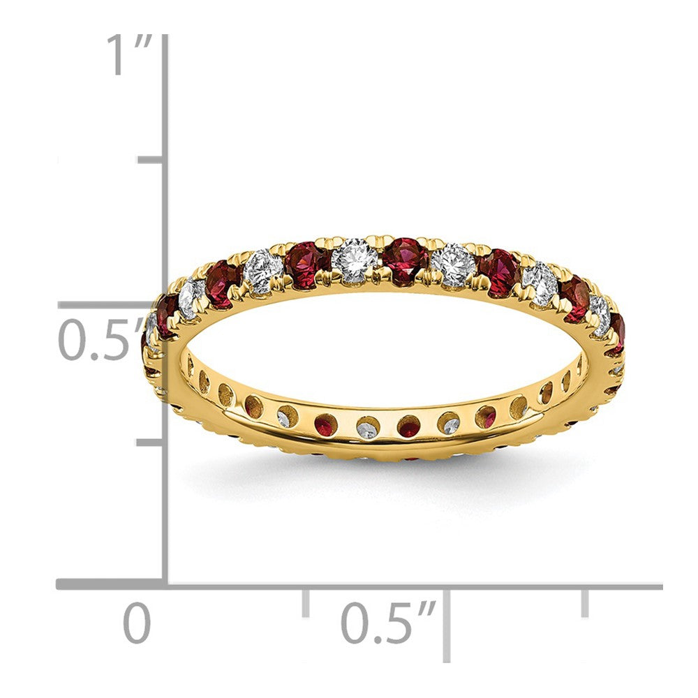 14k Yellow Gold 3/8 Ct. Lab Grown Diamond VS/SI+ G+ and Lab Created Ruby Eternity Band Ring