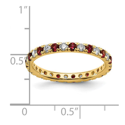 14k Yellow Gold 3/8 Ct. Lab Grown Diamond VS/SI+ G+ and Lab Created Ruby Eternity Band Ring