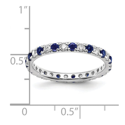 14k White Gold 1/2 Ct. Lab Grown Diamond VS/SI+ G+ and Lab Created Blue Sapphire Eternity Band Ring