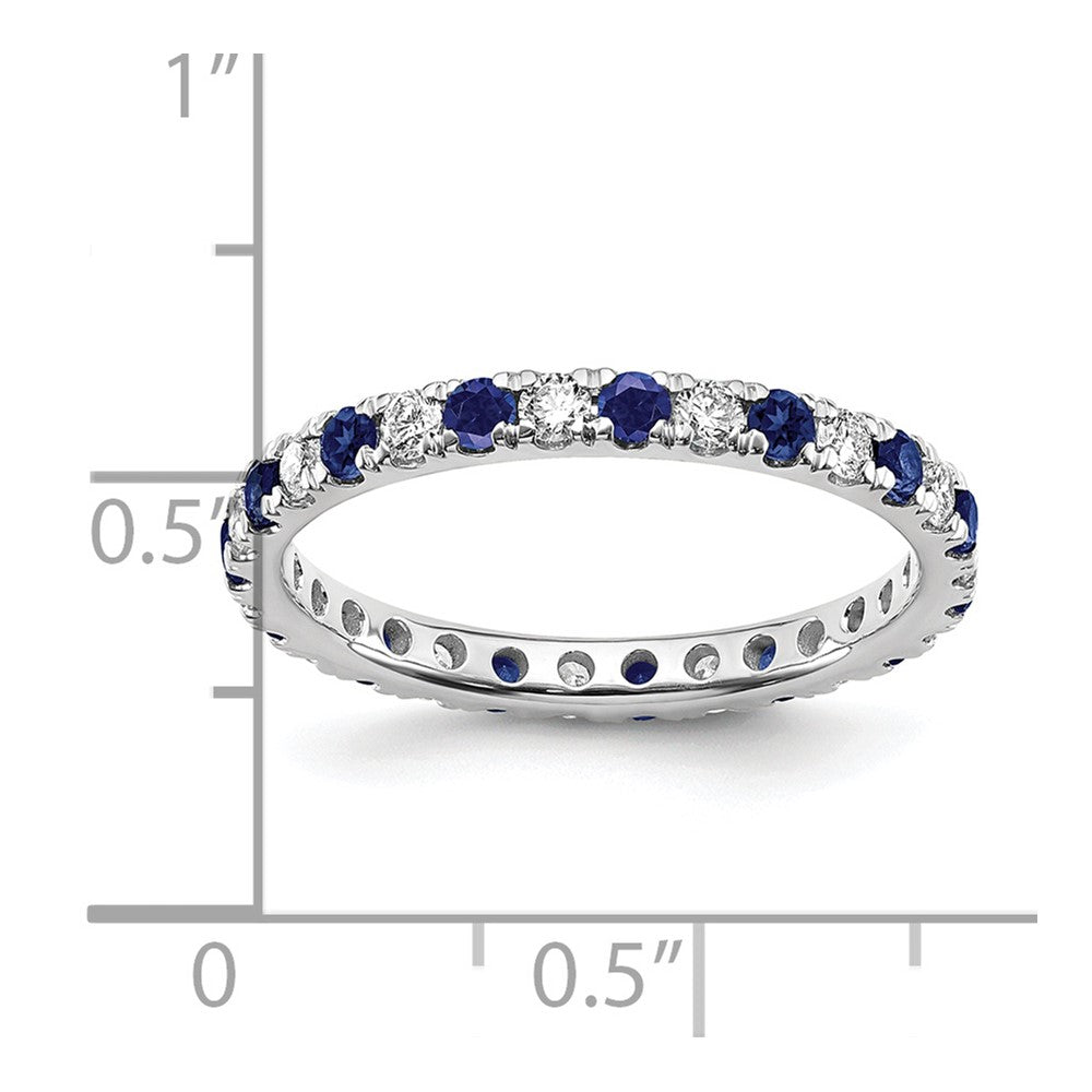 14k White Gold 1/2 Ct. Lab Grown Diamond VS/SI+ G+ and Lab Created Blue Sapphire Eternity Band Ring