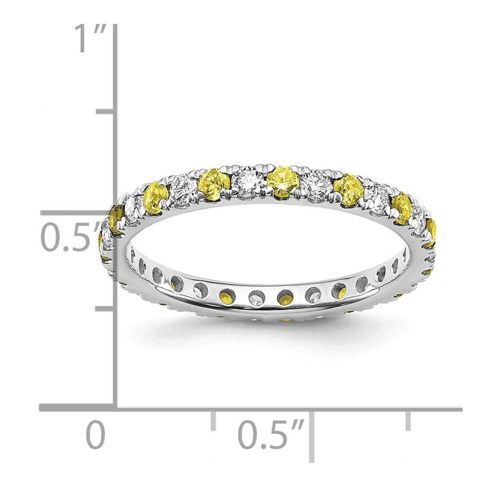 14k White Gold 3/8 Ct. Lab Grown Diamond VS/SI+ G+ and Lab Created Yellow Sapphire Eternity Band Ring