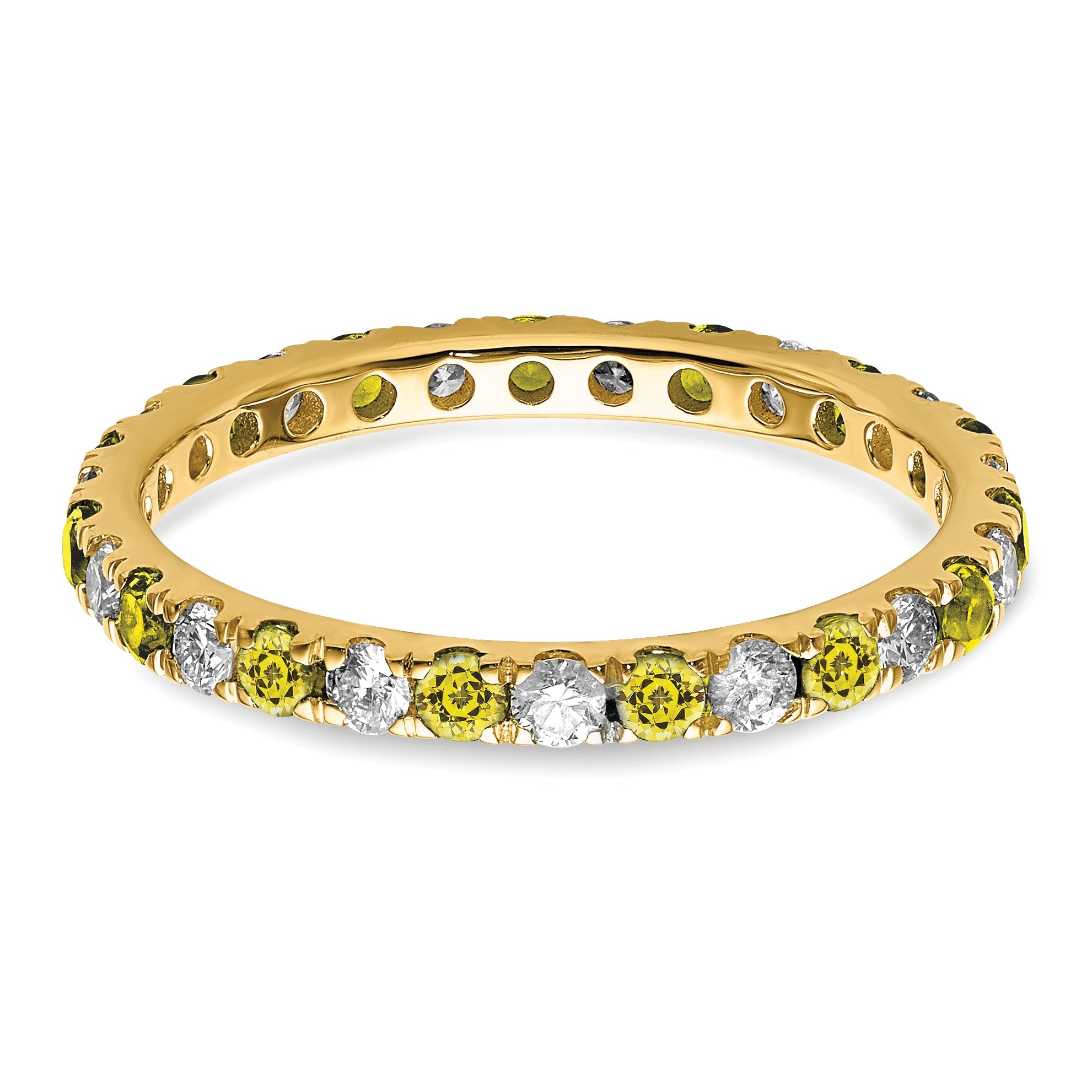 14K Yellow Gold 1/2 Carat Lab Grown Diamond Vs/Si+ G+ And Created Sapphire Size 5.5 Eternity Band (Size 5.5 Only)