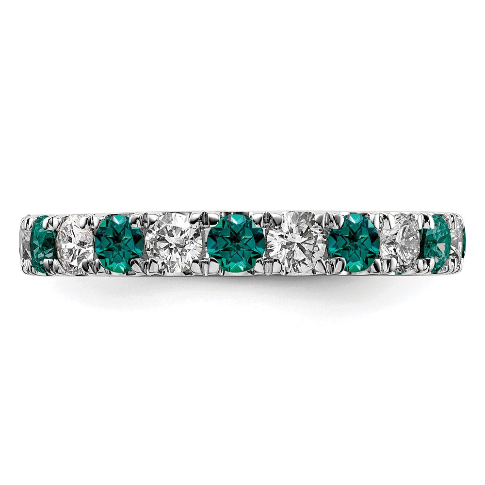 14k White Gold 1 1/5 Ct. Lab Grown Diamond VS/SI+ G+ and Lab Created Alexandrite Eternity Band Ring