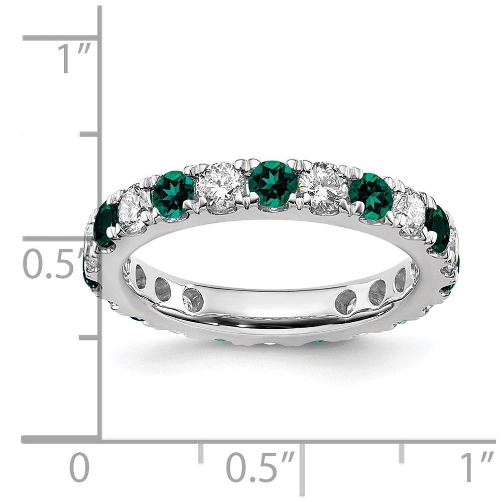14k White Gold 1 Ct. Lab Grown Diamond VS/SI+ G+ and Lab Created Alexandrite Eternity Band Ring