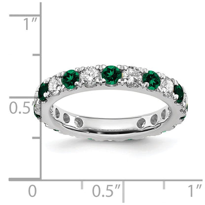 14k White Gold 3/4 Ct. Lab Grown Diamond VS/SI+ G+ and Lab Created Emerald Eternity Band Ring