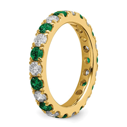 14k Yellow Gold 1 Ct. Lab Grown Diamond VS/SI+ G+ and Lab Created Emerald Eternity Band Ring